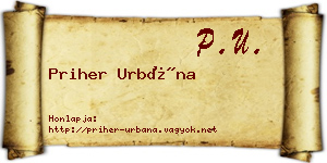 Priher Urbána névjegykártya